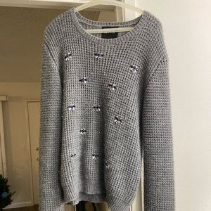 Markus Lupfer grey jeweled sweater